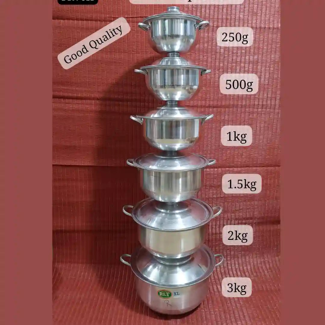 6-Piece Aluminum Saucepan Set 250g to 3kg