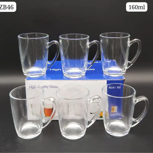 160ml Clear Glass Mugs - Set of 6