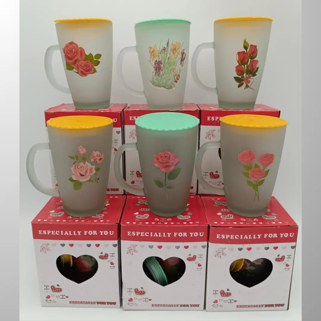 Floral Ceramic Mug with Lid - 1 Piece