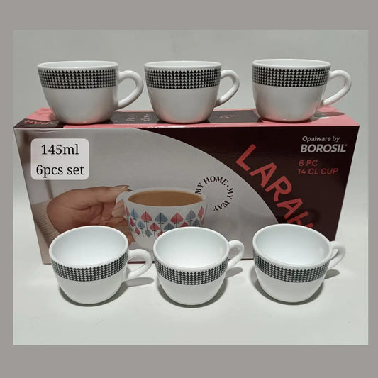 Elegant 6-Piece Opalware Cup Set by BOROSIL