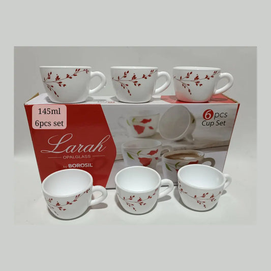 Larah by BOROSIL 6-Piece Opal Glass Cup Set