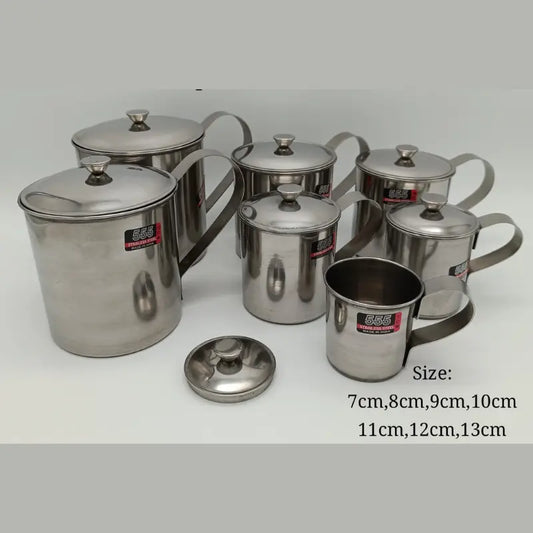 7-Piece Indian Silver Mug Set with Lids