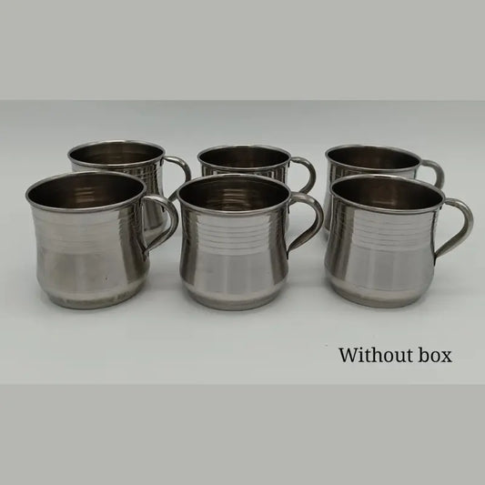 6-Piece Silver Coffee Cup Set with Handles