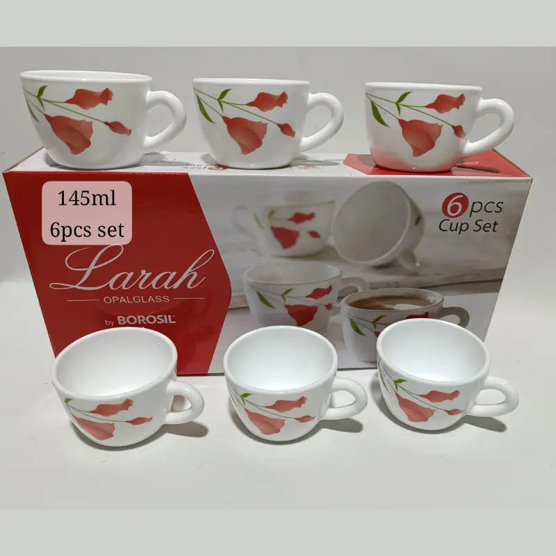 Larah by BOROSIL 6 pcs Opal Glass Cup Set - 145ml