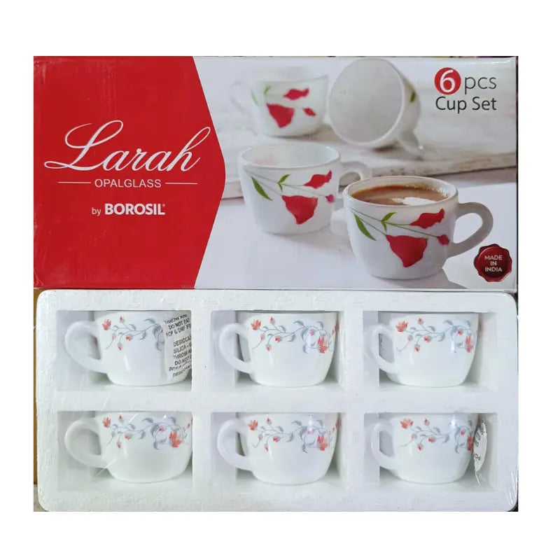 Larah by BOROSIL 6 pcs Opal Glass Cup Set - 145ml