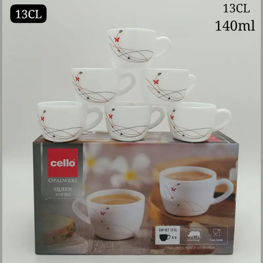 Elegant 6-Piece Cup and Saucer Set - 140ml