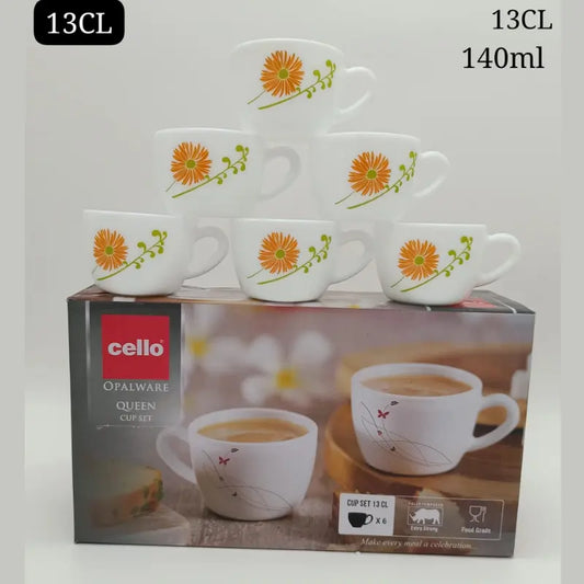 Elegant Floral Design 6-Piece Cup Set - 140ml