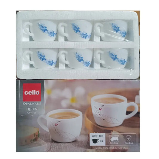 Cello Opalware Queen Cup Set - 6 Pieces