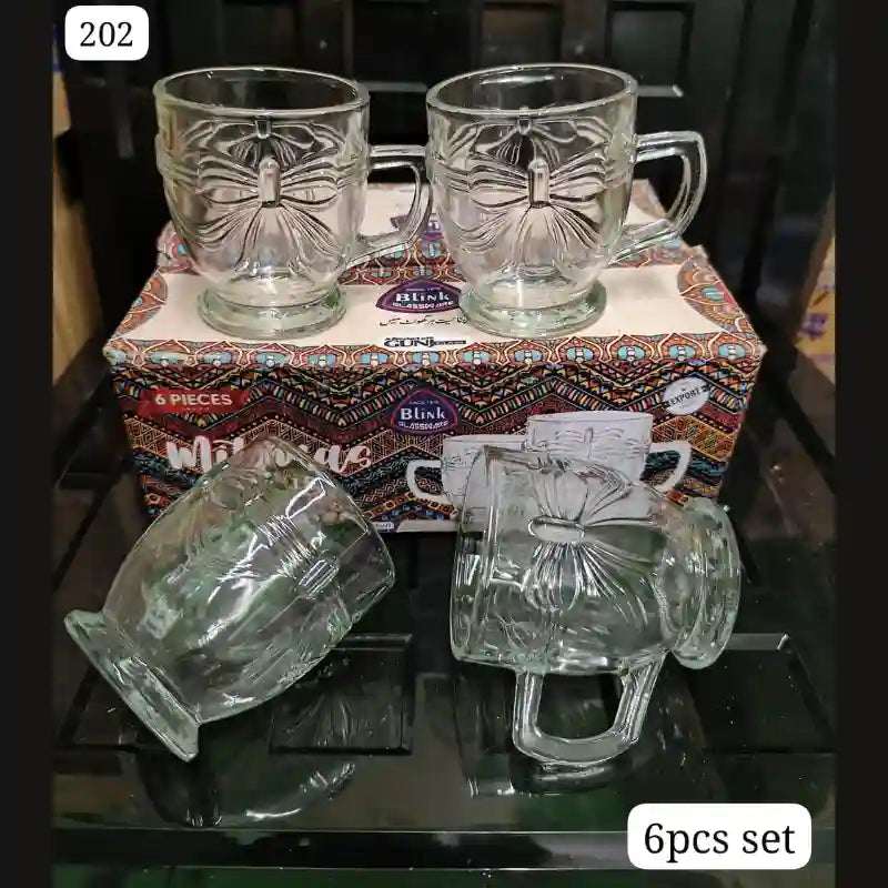 6-Piece Embossed Glass Mug Set