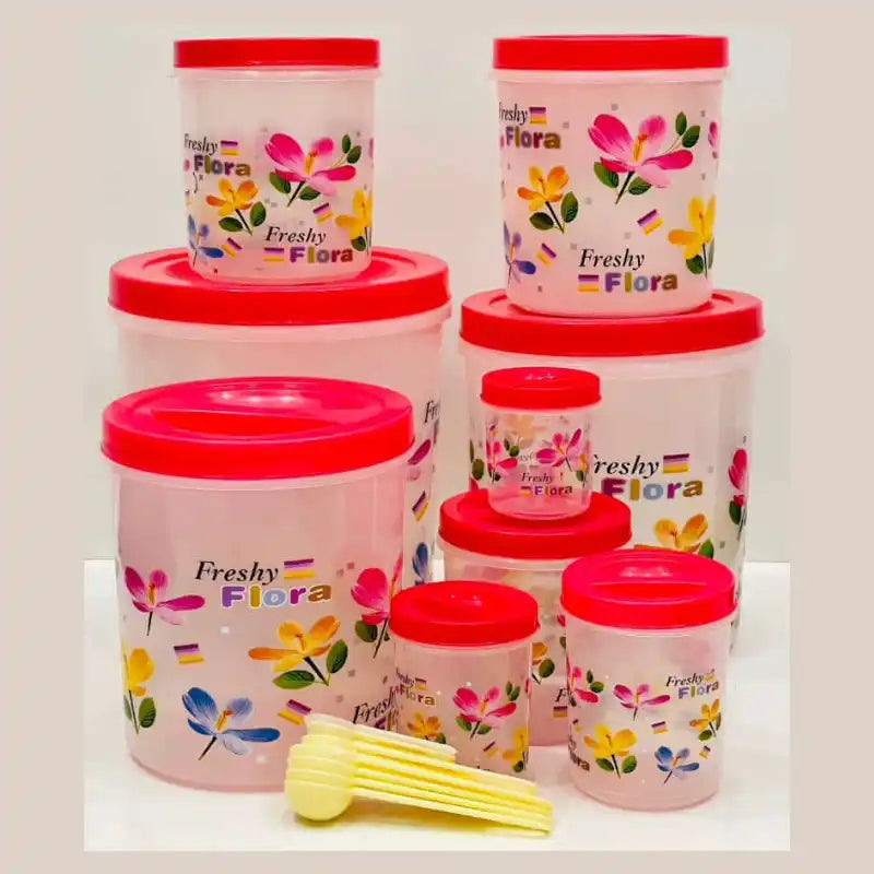 9-Piece Floral Kitchen Storage Container Set with Lids