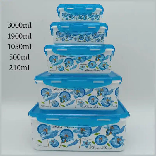 5-Piece Floral Plastic Storage Container Set