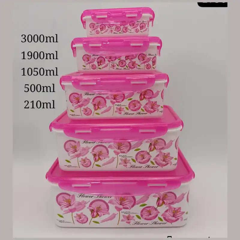 5-Piece Floral Plastic Storage Container Set