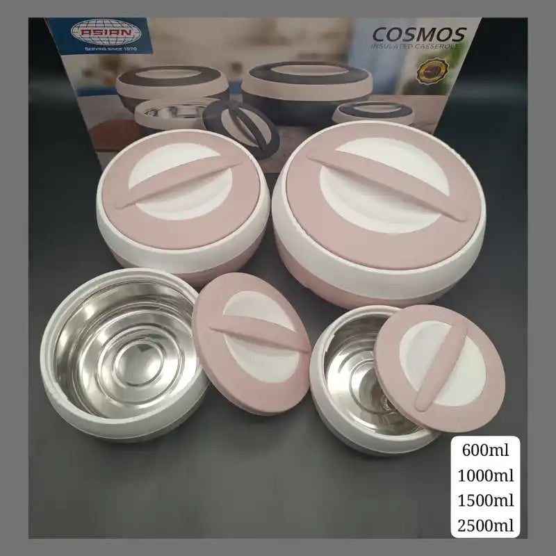 COSMOS Insulated Stainless Steel Casserole Set - 4 Piece Nesting Bowls with Lids