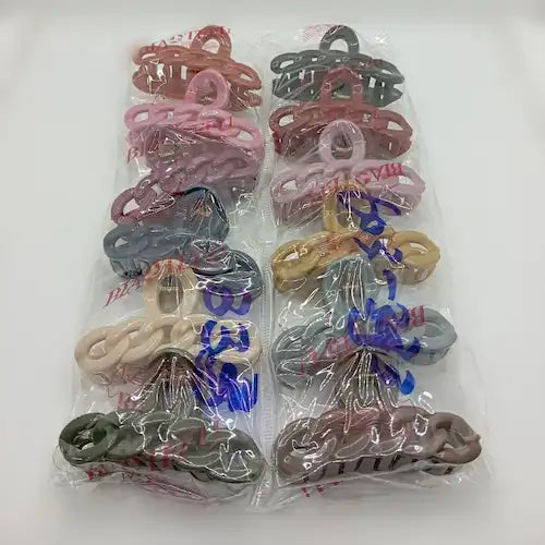 Multicolor Matte Chain Shaped Hair Clips for Women 12pcs Set