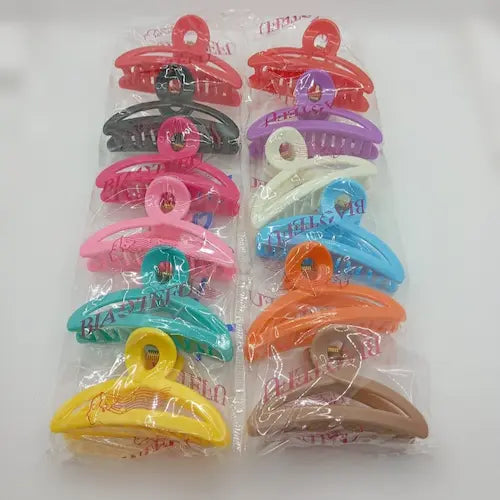 Plastic Multicolor Hair Claw Clips 12pcs Set for Women