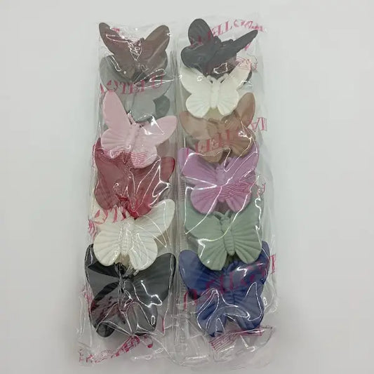 Plastic Medium Hair Claw Clips 12pcs Set for Women Butterfly Shaped