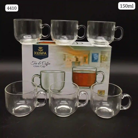 KENFA 6-Piece Tea & Coffee Glass Cup Set - 150ml