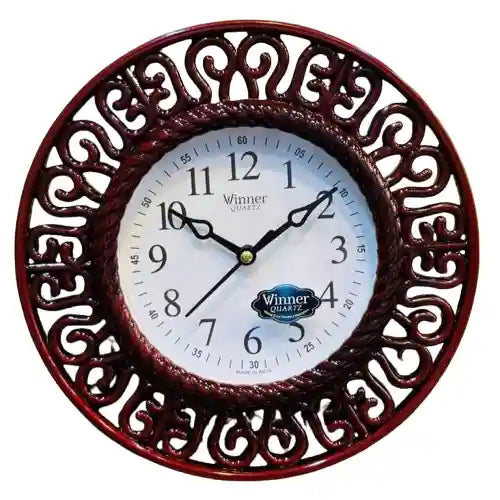 Elegant Dark Red Wall Clock 10x10 Inch