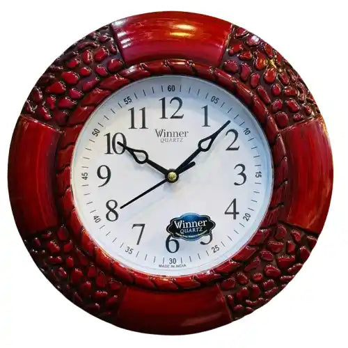 Red and Black Textured Wall Clock 10x10 Inch