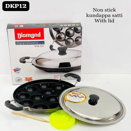 Diamond Non-Stick Appakara with Lid Die Cast Kundappa Satti