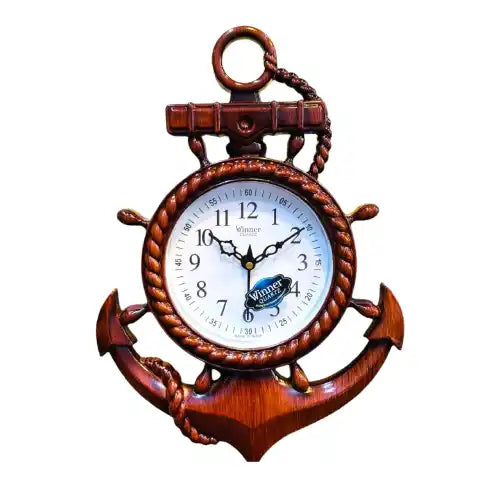 Nautical 10x12 Inch Plastic Wall Clock with Anchor Design