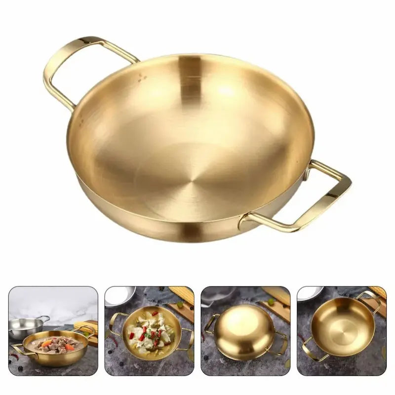 Gold-Colored Double-Ear Stainless Steel Cooking Pot