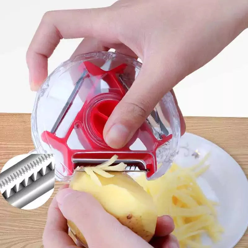 Multifunctional Peeler - Round Fruit & Vegetable Peeling Knife with Grater and Rotating Slicer