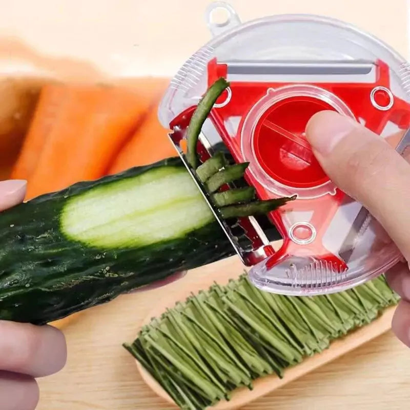 Multifunctional Peeler - Round Fruit & Vegetable Peeling Knife with Grater and Rotating Slicer