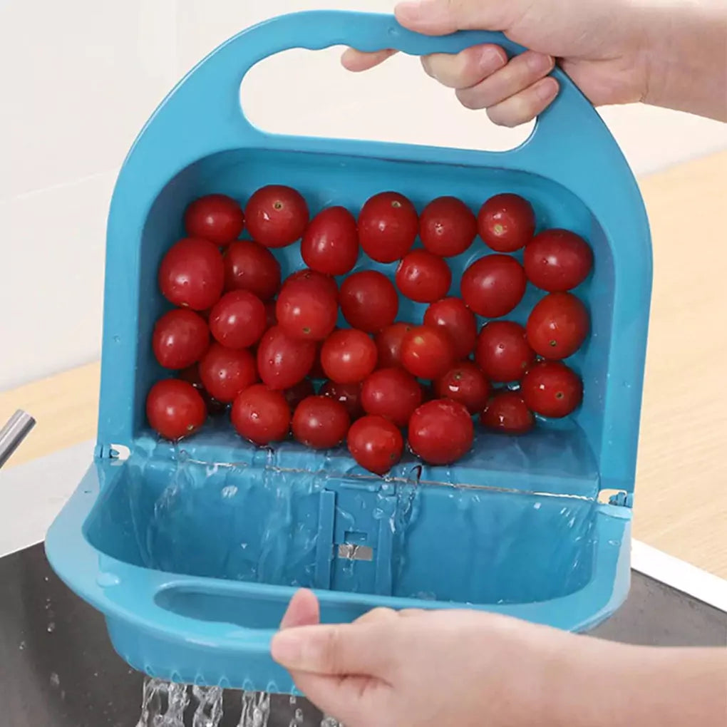 Multifunctional Foldable Kitchen Soaking, Rinsing, and Draining Basket