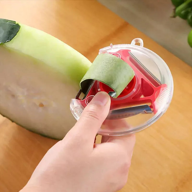 Multifunctional Peeler - Round Fruit & Vegetable Peeling Knife with Grater and Rotating Slicer