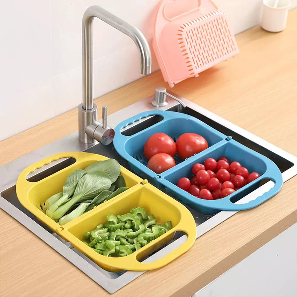 Multifunctional Foldable Kitchen Soaking, Rinsing, and Draining Basket