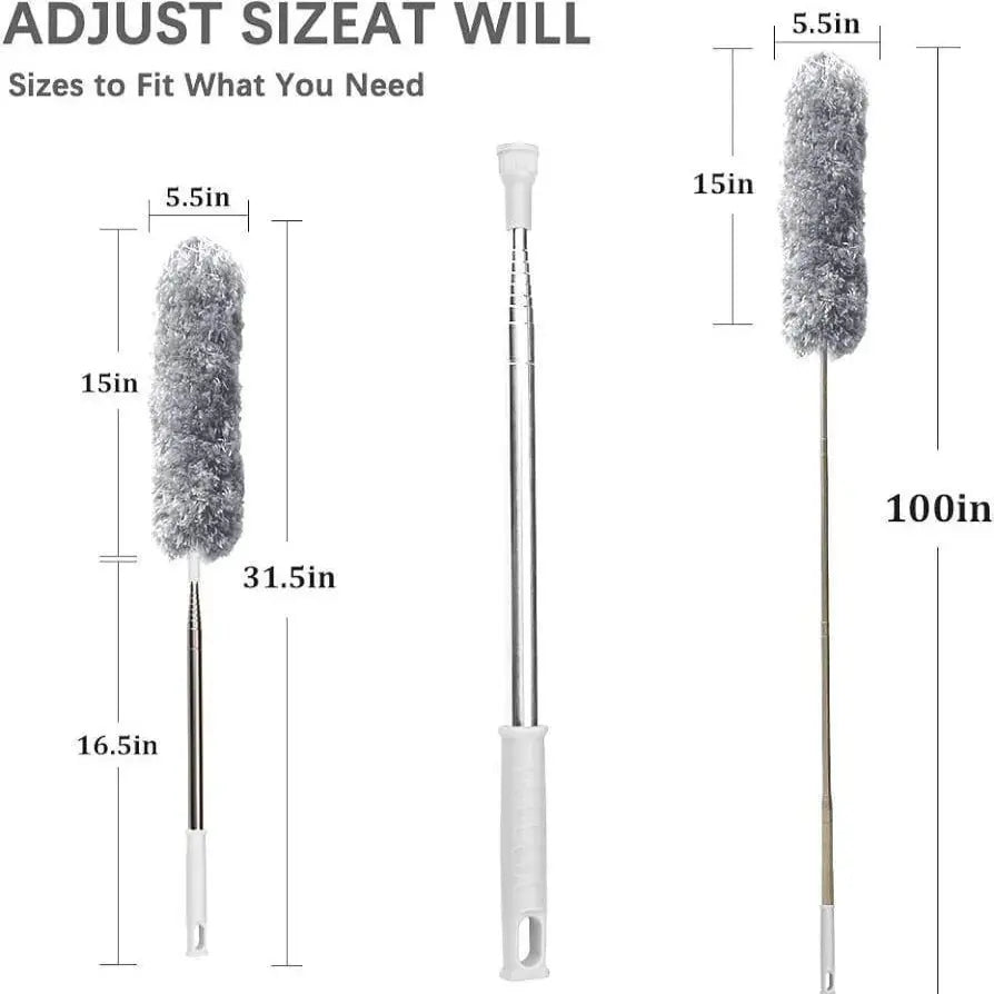 Extendable Microfiber Duster – Bendable Head, Reaches Up to 100 Inches