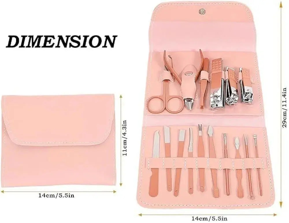 16-Piece Manicure & Pedicure Care Set – Complete Nail, Foot & Facial Grooming Kit with Travel Case
