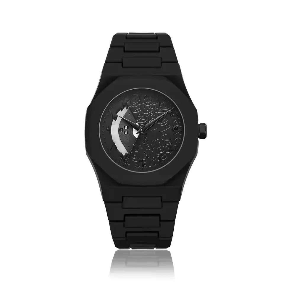Black Onyx Arabic Numeral Wrist Watch