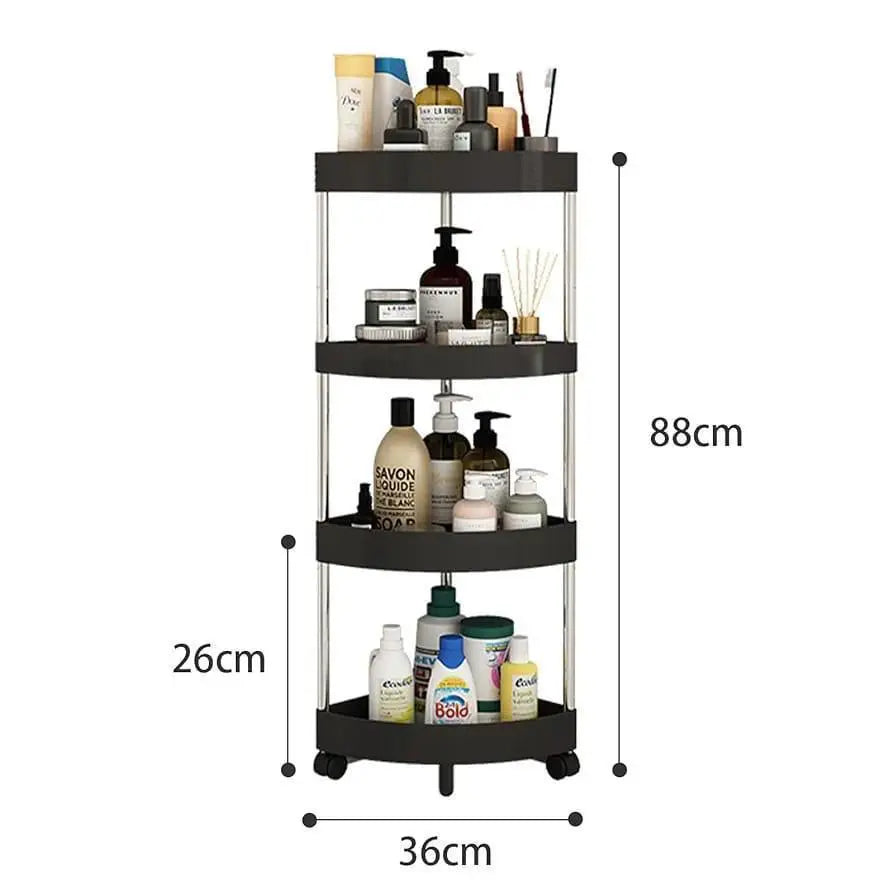 4-Tier Corner Storage Rack with Wheels – Slim Rolling Organizer