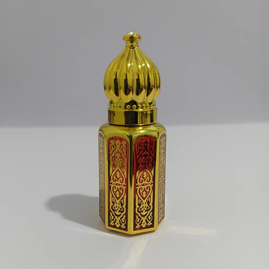 Luxury 6ml Gold-Plated Empty Attar Bottle – Refillable Glass Perfume Oil Bottle