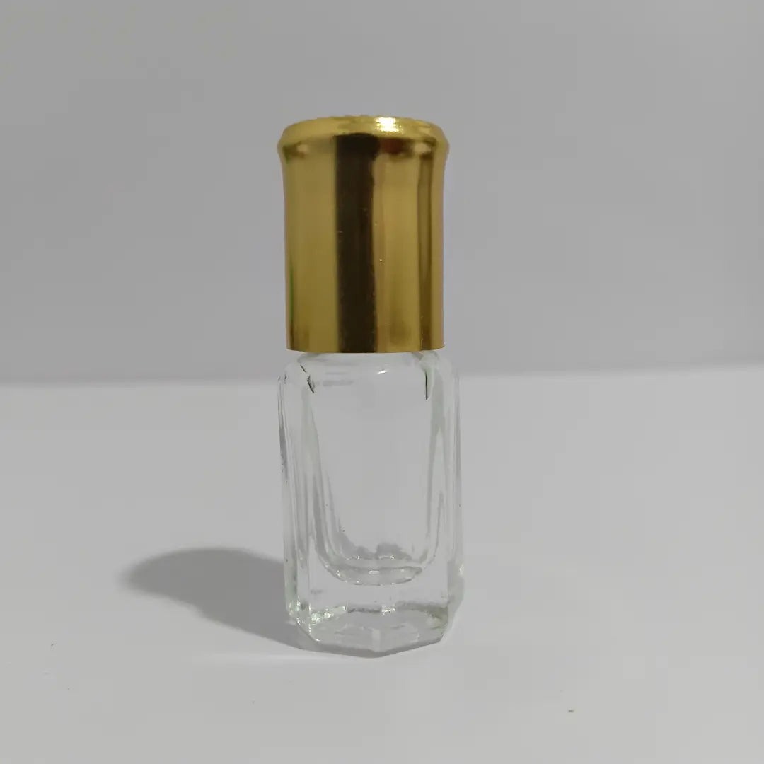 Empty Attar Bottle – Clear Glass with Gold Cap (3ml & 6ml)