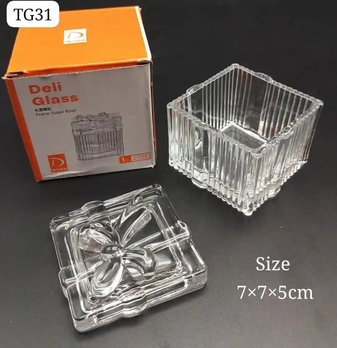 Deli Praise Glass Sugar Bowl – 7×7×5cm (Square)