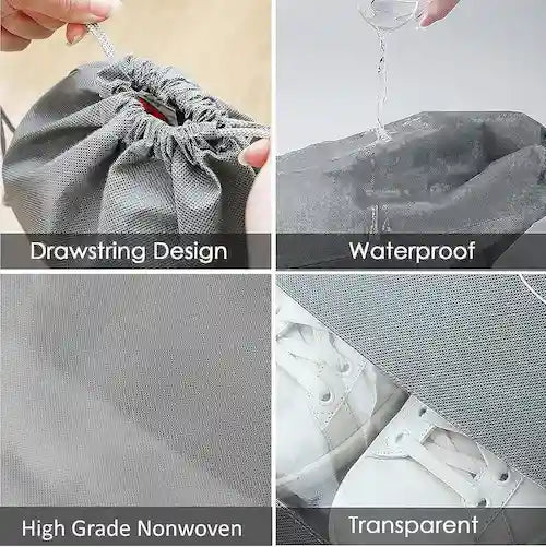 Waterproof Drawstring Shoe Storage Bag – Travel & Closet Organizer (43 × 31 cm)