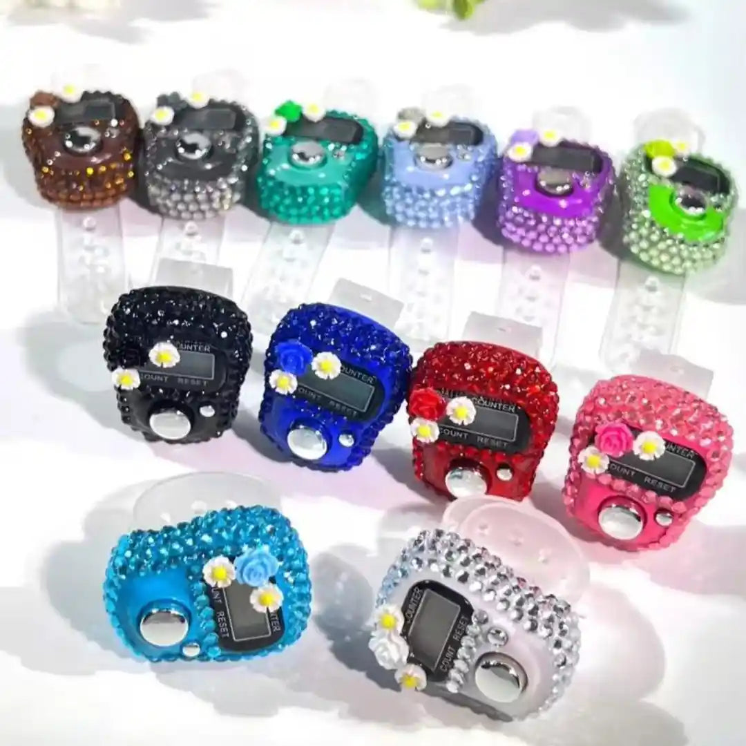 Digital Finger Tally Counter – Decorative Flower Design, Random Color (1 Piece)