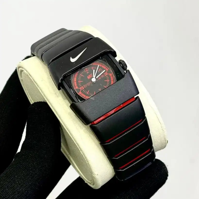 Stealth Slide-Cover Men’s Sports Watch – Square Dial, Metal Strap