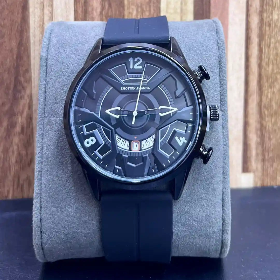 Emotion Amanda Men’s Sport Watch – 3D Dial, Silicone Strap | Black, Grey, Blue