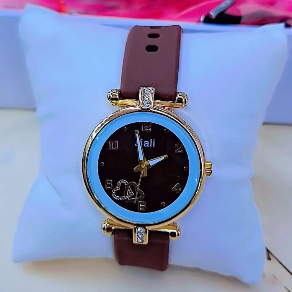 Jiali Elegant Ladies’ Fashion Watch – Crystal Heart Dial | 4 Colors