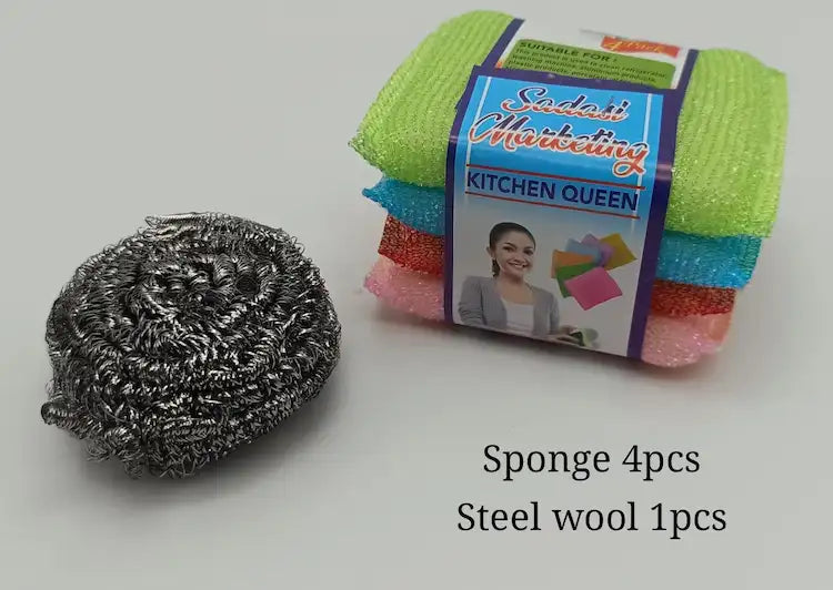 Kitchen Queen 5-Piece Sponge & Steel Wool Set