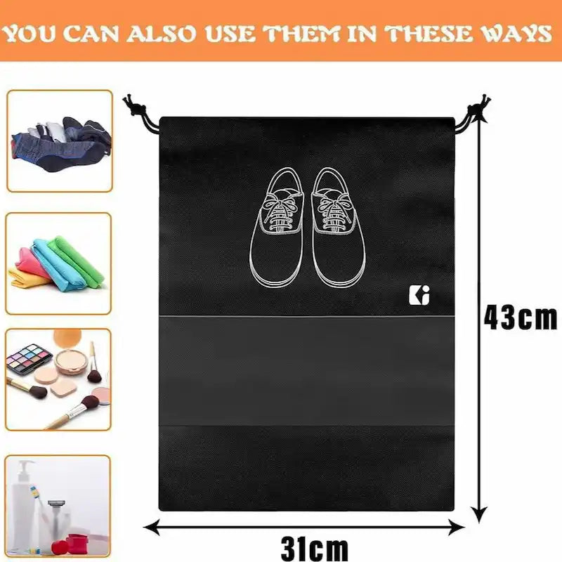 Waterproof Drawstring Shoe Storage Bag – Travel & Closet Organizer (43 × 31 cm)