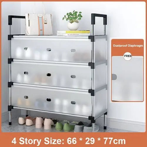 4-Tier Shoe Rack with Dustproof Cover – Space-Saving Organizer with Ventilated Diaphragm (66×29×77cm)