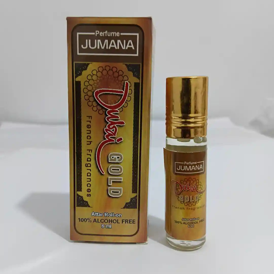 Jumana Perfumes Dubai Gold 6ml Attar - Long Lasting Arabian Oil