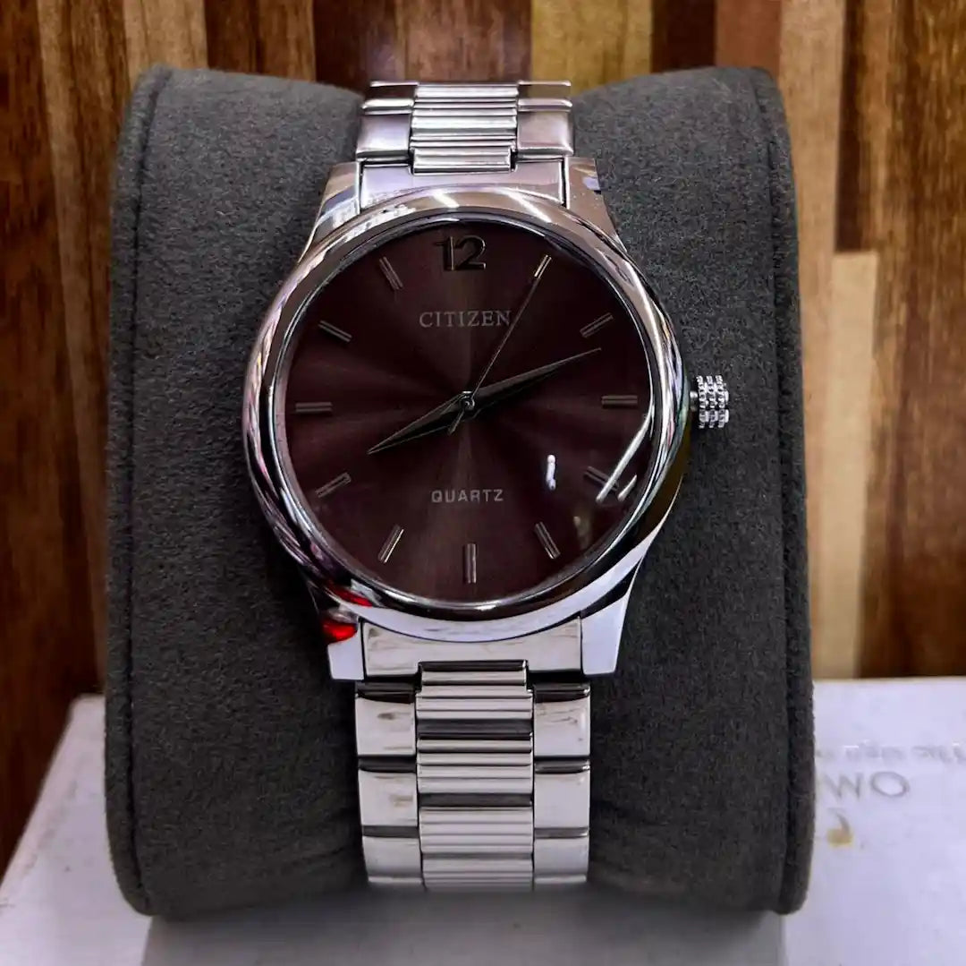 Men’s Classic Slim Quartz Watch – Stainless-Steel Look Bracelet