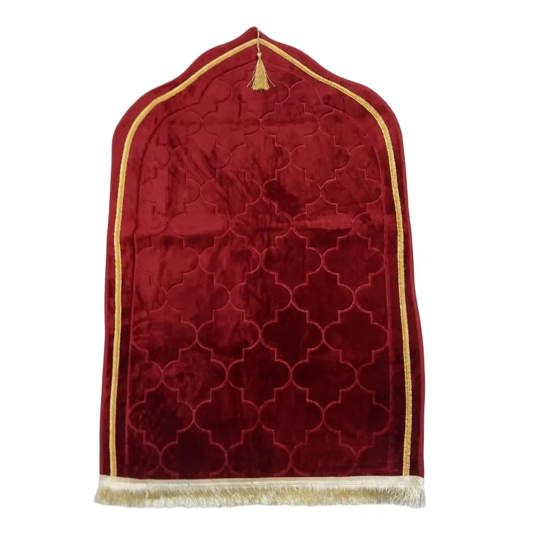 Musalla Premium Arch Velvet Prayer Mat | Embossed Geometric Design