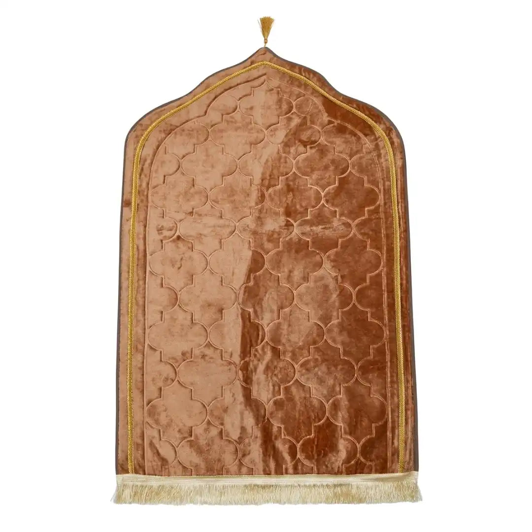 Musalla Premium Arch Velvet Prayer Mat | Embossed Geometric Design